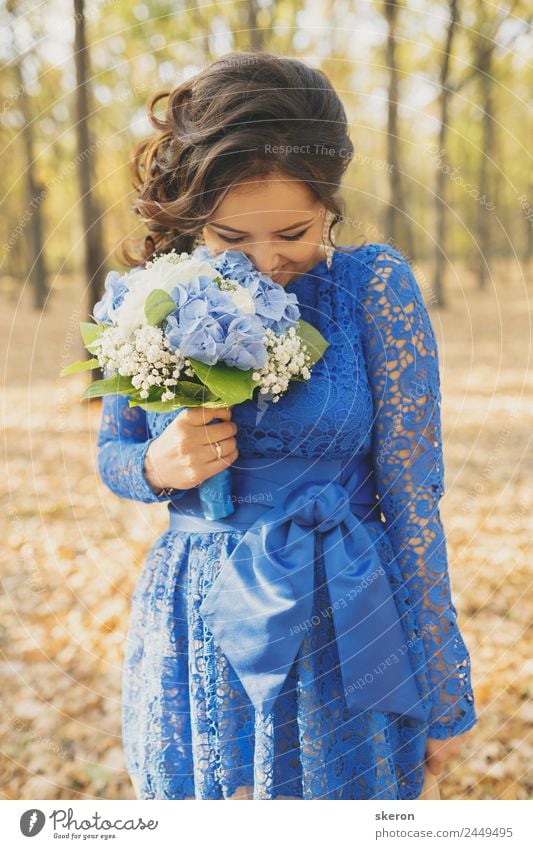 shy girl hides her eyes with a bouquet of flowers Elegant Beautiful Feasts & Celebrations Wedding Birthday Feminine Young woman Youth (Young adults) Adults 1