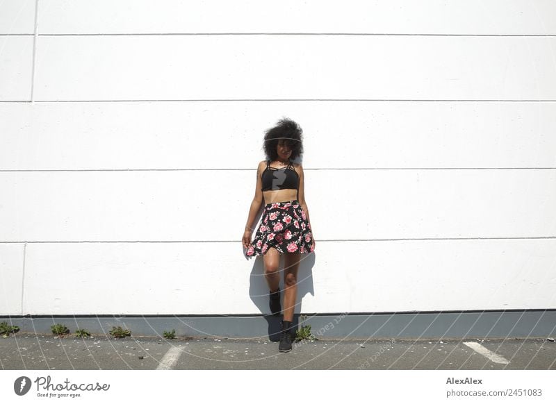 Woman in front of a white wall Style Beautiful Life Young woman Youth (Young adults) Adults 18 - 30 years Beautiful weather Wall (barrier) Wall (building)