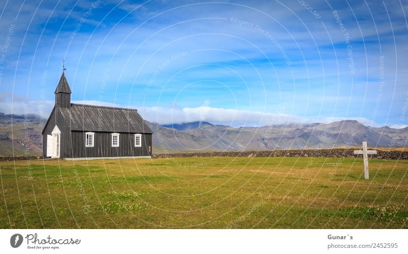 Black church in Budir, Icelandic wooden church with cemetery. Relaxation Calm Vacation & Travel Tourism Adventure Far-off places Freedom Camping Summer vacation