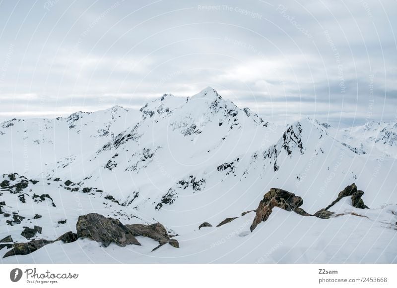 Arlberg | Austria | Panorama | Winter Environment Nature Landscape Snow Alps Mountain Snowcapped peak Esthetic Dark Simple Gigantic Infinity Natural Calm