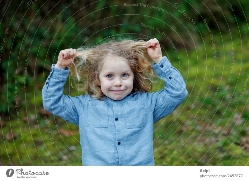 Small child with long blond hair Happy Beautiful Face Summer Child Human being Baby Boy (child) Man Adults Infancy Environment Nature Plant Blonde Smiling Long