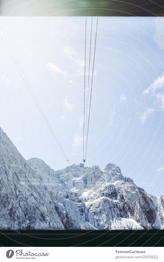 Ropes of a gondola in the alps Nature Alps Mountain Sun Sunbeam Gondola Ferris wheel Cable car Sky Summer Summery Colour photo Exterior shot Day