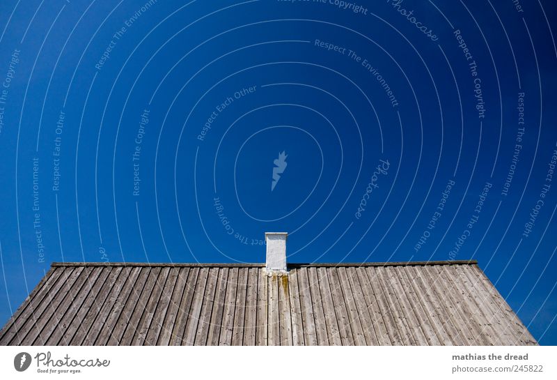 DENMARK - IX Cloudless sky Summer Beautiful weather Deserted House (Residential Structure) Roof Chimney Sharp-edged Wood Gray Line Parallel Calm Minimalistic