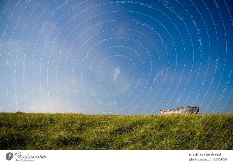 DENMARK - XI Environment Nature Landscape Air Sky Clouds Horizon Summer Beautiful weather Wind Plant Grass Moss Meadow Boating trip Fishing boat Old Lie