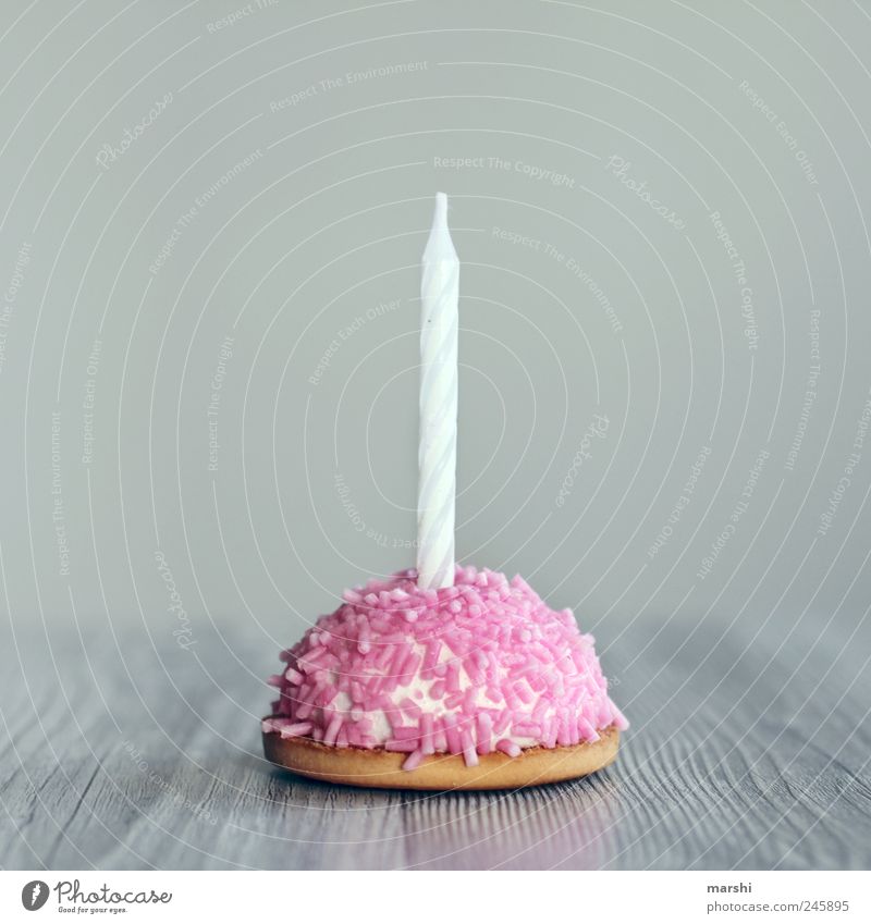 birthday cake Food Dessert Nutrition Sweet Pink Cake Candle Birthday Birthday cake Birthday wish Food photograph Beautiful Small Tartlet Granules Anticipation