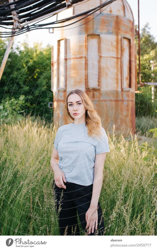 young girl standing near old building with wires Lifestyle Sports Fitness Sports Training Human being Feminine Youth (Young adults) Adults 1 18 - 30 years