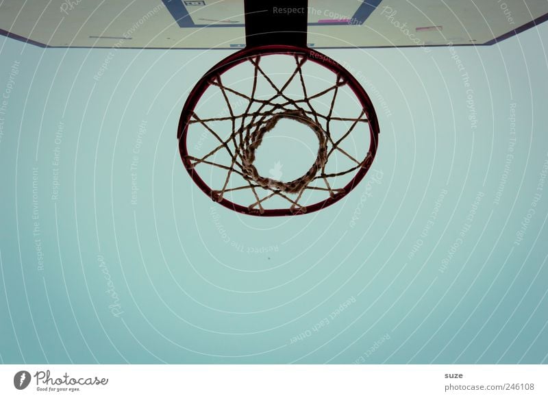 basket Sports Environment Sky Cloudless sky Blue Basketball basket Sports equipment Colour photo Subdued colour Exterior shot Deserted Copy Space left