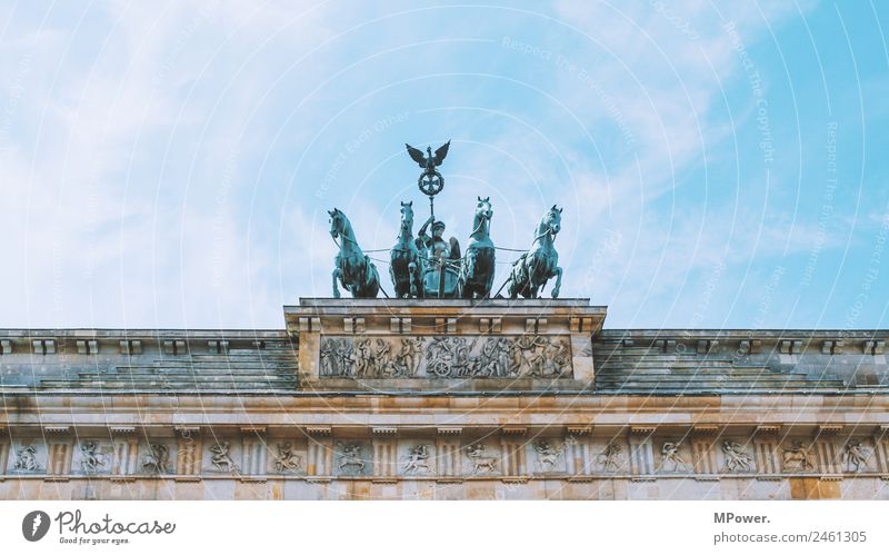 Brandenburg Gate Art Sculpture Architecture Capital city Wall (barrier) Wall (building) Old Berlin Sky Germany Bronze sculpture Horse Landmark Tourism