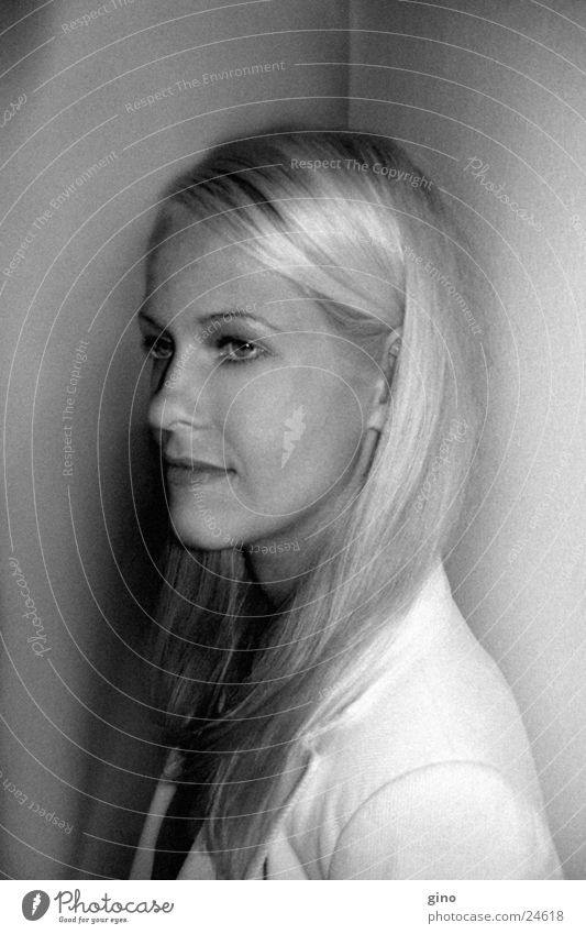 portrait b/w Woman Portrait photograph Blonde Black & white photo Shadow Face