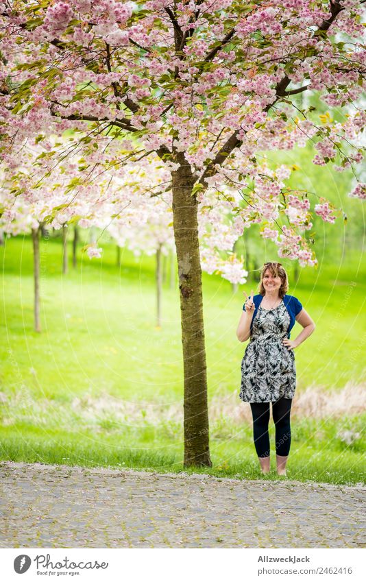 young woman under blossoming cherry tree Day 1 Person Woman Feminine Young woman Portrait photograph Germany Berlin Capital city Nature Cherry blossom