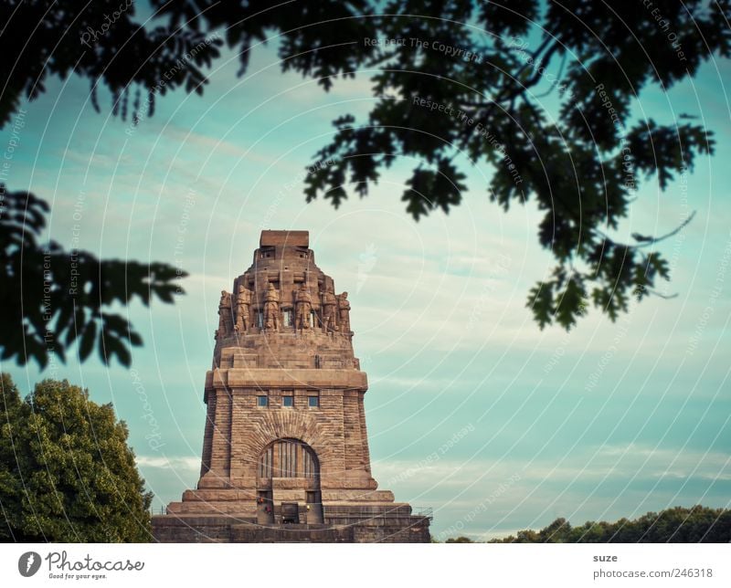 monument Sightseeing Culture Environment Sky Clouds Tree Manmade structures Landmark Monument Historic Past Leipzig War monument Völkerschlachtdenkmal Saxony