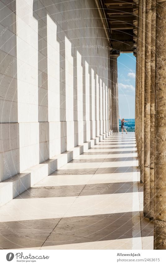 Arcade of the Walhalla in Regensburg Germany Tourist Attraction Column Vantage point Far-off places Panorama (View) Danube Beautiful weather Summer