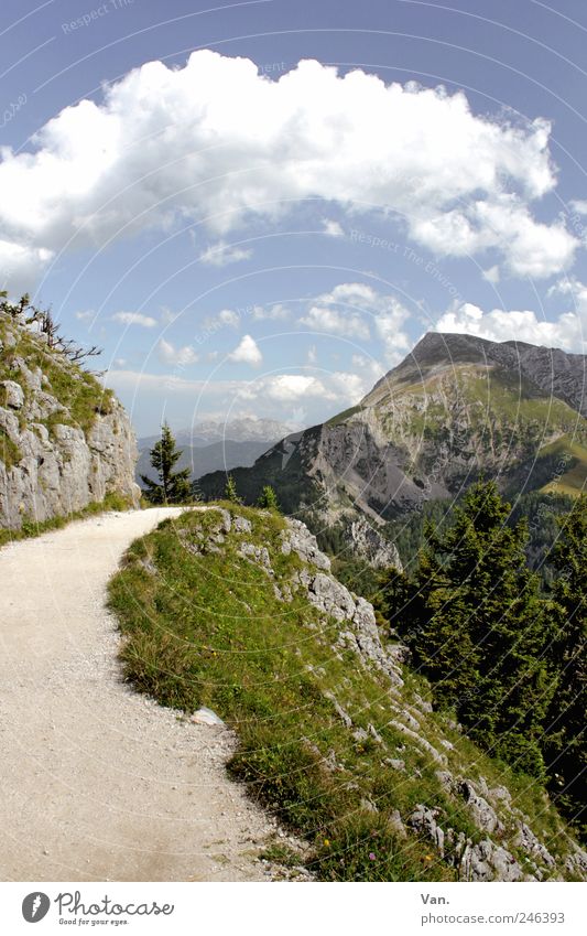 on long trails Vacation & Travel Tourism Trip Far-off places Freedom Summer vacation Mountain Nature Landscape Sky Clouds Beautiful weather Grass Bushes Rock