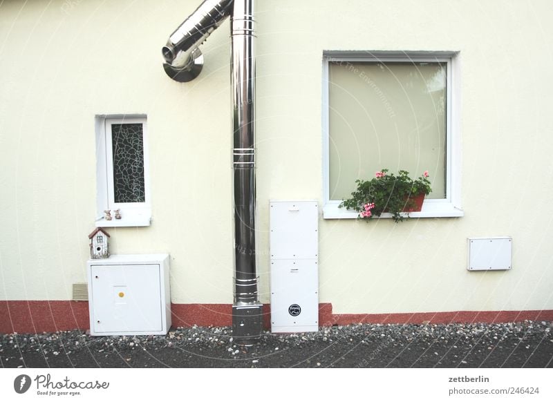 One pipe, two windows, three boxes. Village Small Town House (Residential Structure) Detached house Hut Manmade structures Building Wall (barrier)