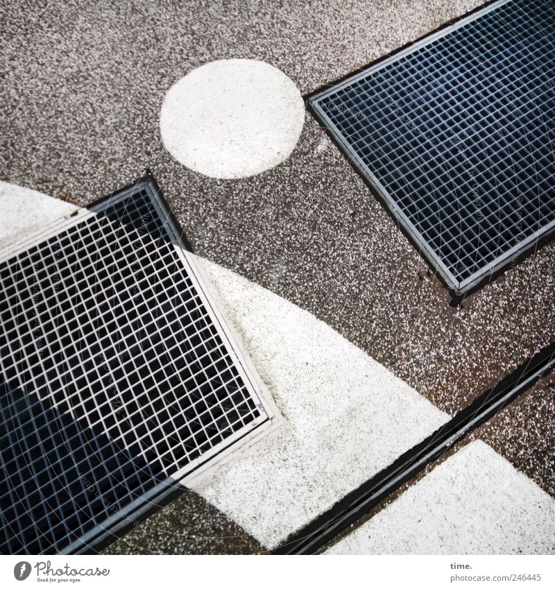 street art 2 Art Concrete White Colour Grating Ground Floor covering Drawing Circle Dye Molding Asphalt Subsoil Shaft Colour photo Exterior shot Close-up