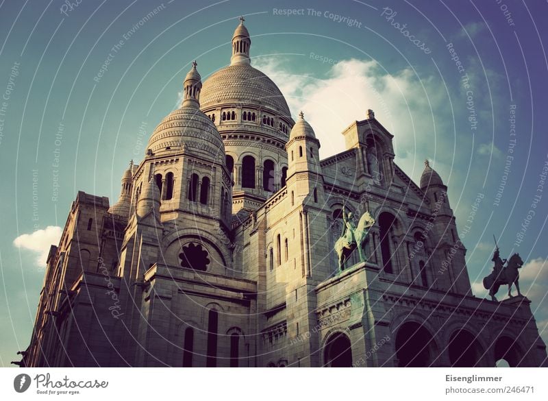 Sacré Coeur Paris France Europe Old town Church Architecture Tourist Attraction Sacré-Coeur Famousness Basilica House of worship Religion and faith Colour photo