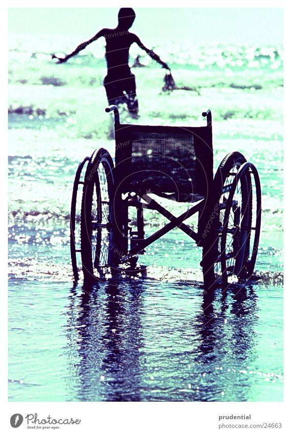 go for a swim Wheelchair Reflection Waves Handicapped Human being Swimming & Bathing Water