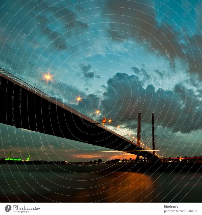 bridging day Science & Research Environment Landscape Water Sky Clouds Storm clouds Night sky Summer Climate Climate change River bank Duesseldorf Town