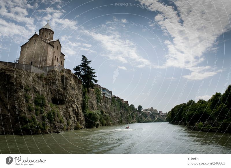 Tbilisi Georogia: Metekhi Church in the Old Town on the River Kura Far-off places Freedom Sightseeing City trip Summer Summer vacation Career Landscape Air