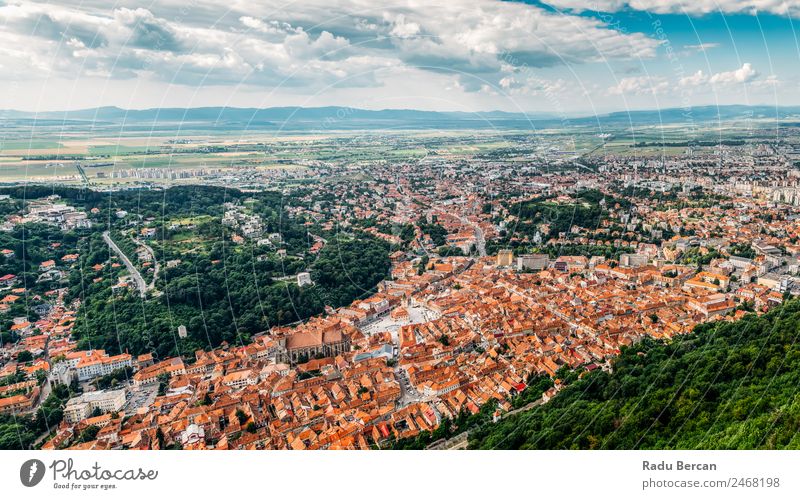 Aerial View Of Brasov City In Romania brasov Transylvania Old Vantage point Vacation & Travel Town medieval Europe Architecture Attraction Skyline Tourism