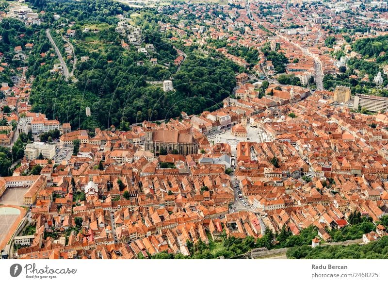 Aerial View Of Brasov City In Romania brasov Transylvania Old Vantage point Vacation & Travel Town medieval Europe Architecture Attraction Skyline Tourism