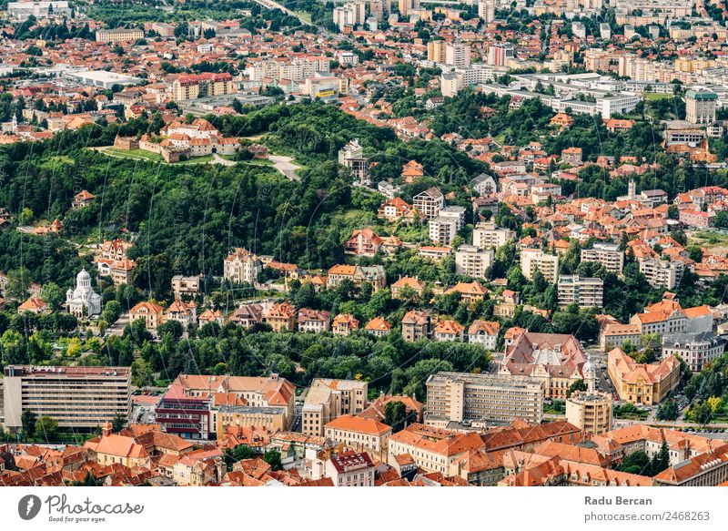 Aerial View Of Brasov City In Romania brasov Transylvania Old Vantage point Vacation & Travel Town medieval Europe Architecture Attraction Skyline Tourism