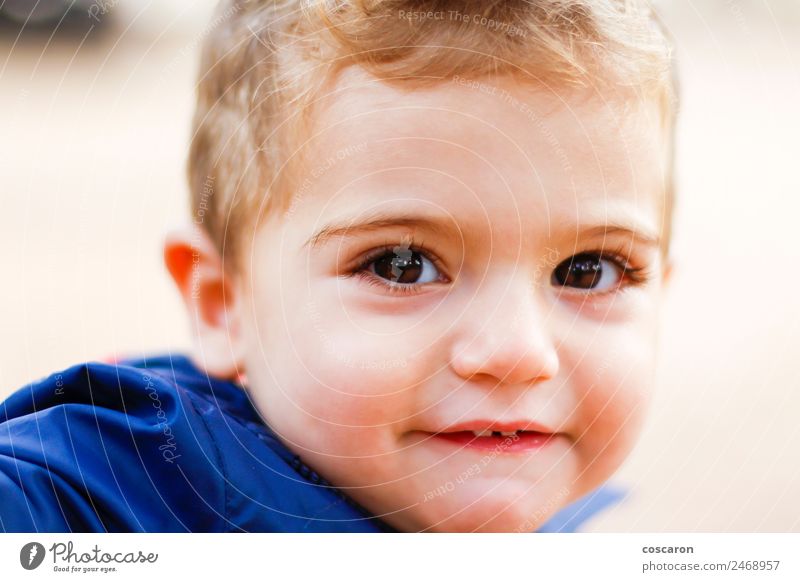 Cute boy looking at camera Joy Happy Face Child Baby Boy (child) Mouth Blonde Smiling Friendliness Funny New Crazy Wild White Delightful Amazed Charming cheeks