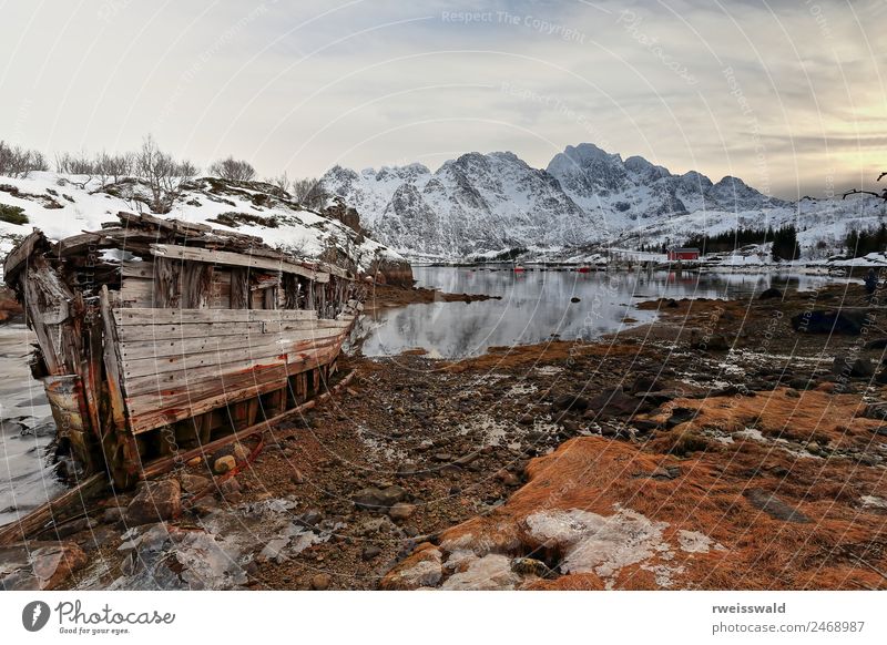 Shipwrecked boat. Sildpolltjonna-Sildpollnes-Lofoten-Norway.136 Harmonious Calm Meditation Vacation & Travel Tourism Trip Adventure Sightseeing Expedition Beach