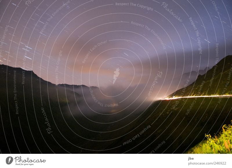 Furka Pass Road Contentment Relaxation Trip Summer vacation Mountain Night life Landscape Elements Sky Clouds Stars Beautiful weather Plant Alps