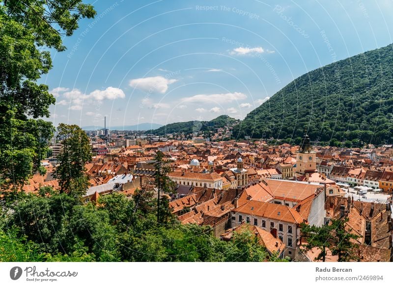 Aerial View Of Brasov City In Romania brasov Transylvania Old Vantage point Vacation & Travel Town medieval Europe Architecture Attraction Skyline Tourism