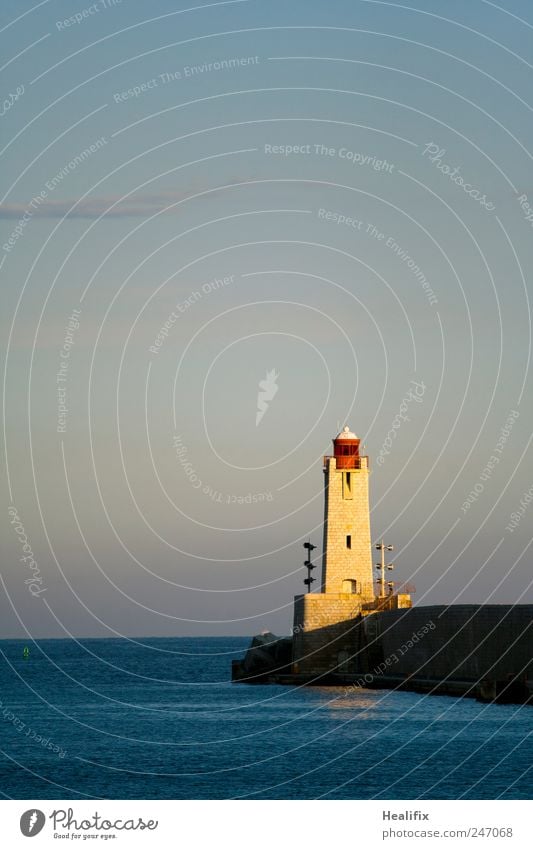 NICE LIGHTHOUSE Sailing Water Sky Beautiful weather Coast Ocean Mediterranean sea Nice France Port City Old town Deserted Lighthouse Mole Facade Transport