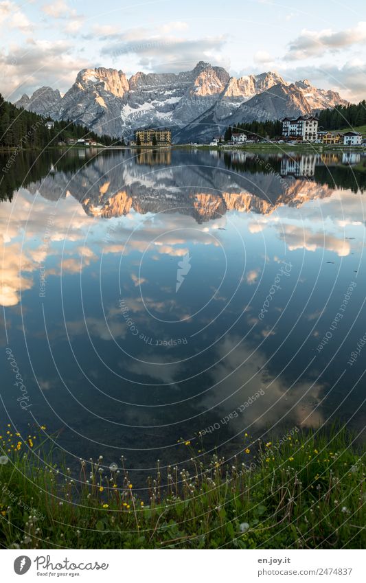 opposite number Vacation & Travel Tourism Trip Far-off places Summer Summer vacation Mountain Nature Landscape Sky Alps Dolomites Lakeside Lago di Misurina