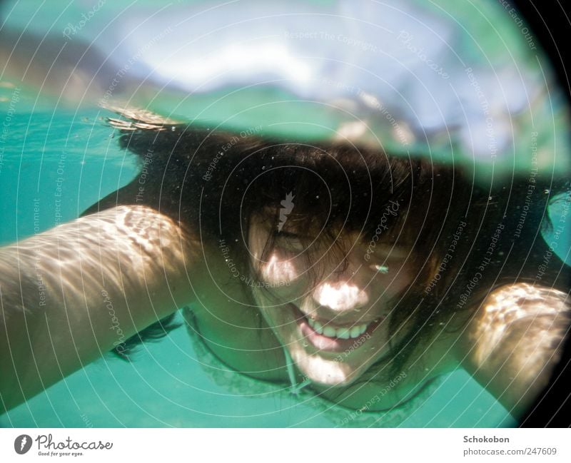 woman under water2 Feminine Hair and hairstyles Face 1 Human being 18 - 30 years Youth (Young adults) Adults Water Bikini Black-haired Brunette Movement