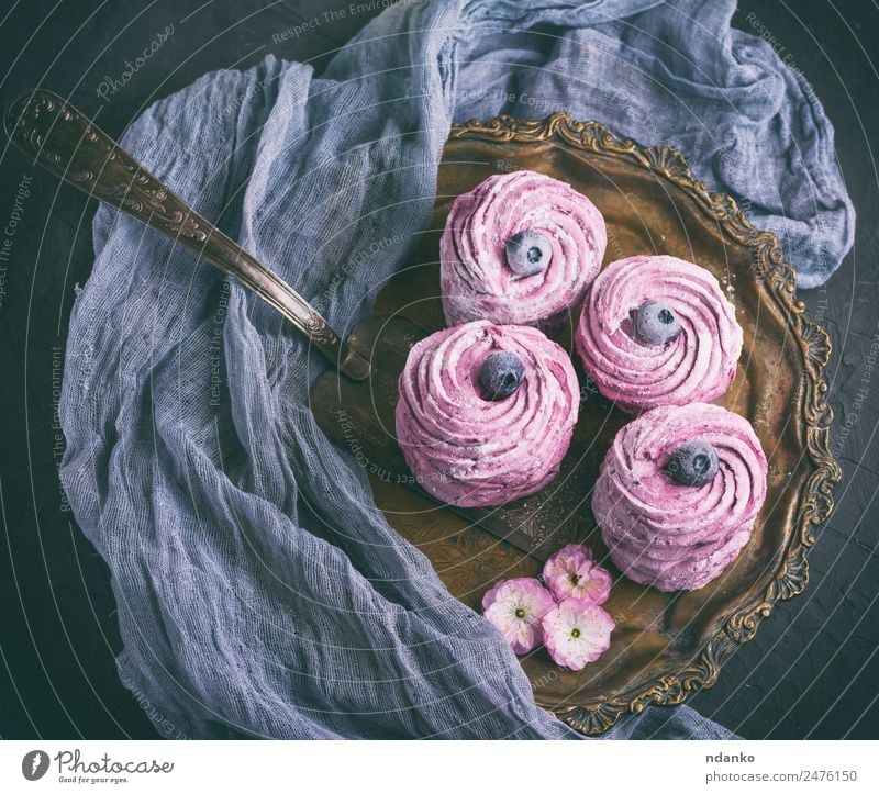 large round marshmallow Dessert Candy Spoon Eating Natural Above Soft Gray Pink Mousse Napkin Airy background Berries Blueberry cake Confectionary Cooking cream