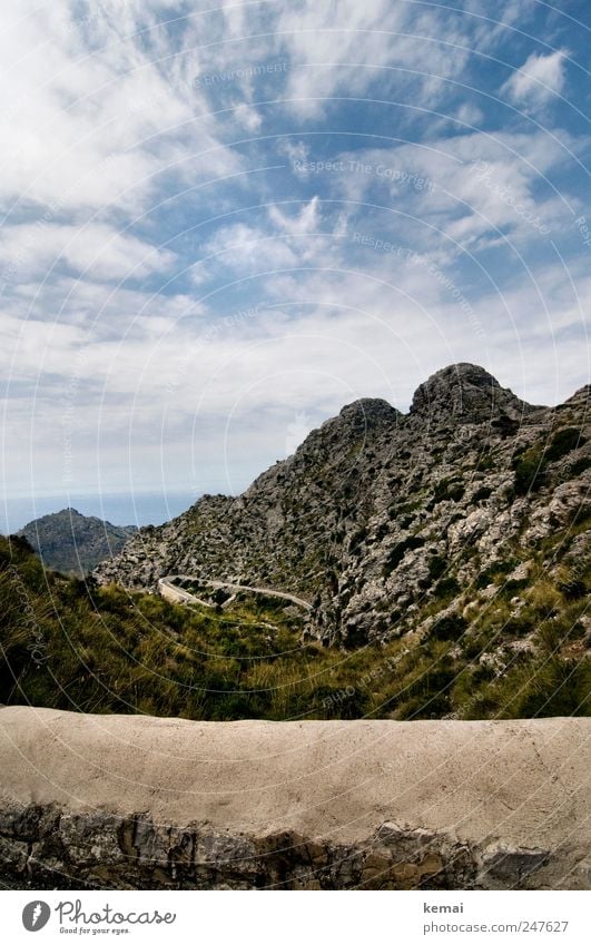 the way to the sea Vacation & Travel Tourism Trip Summer vacation Island Sa Calobra Environment Nature Landscape Sky Clouds Sunlight Beautiful weather Hill Rock