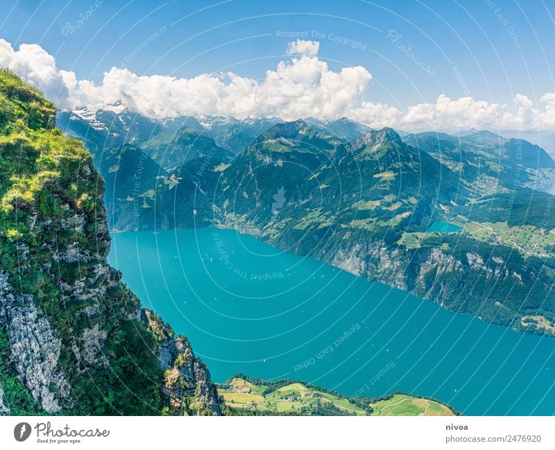 View from Stoos to Lake Lucerne Trip Far-off places Freedom Summer Mountain Hiking Environment Nature Landscape stoos Lakeside Switzerland Europe