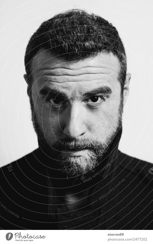 Young man with beard Human being Masculine Youth (Young adults) Man Adults Face Facial hair 1 30 - 45 years Hip & trendy Modern Black White Black & white photo