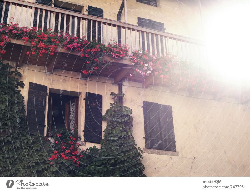 at home. Village Small Town House (Residential Structure) Hut Kitsch Bavaria Facade Balcony Tradition Old Conventional Flower Front garden Rural Window