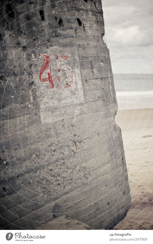 Bunker idyll 2 (145tes) Landscape Bad weather Coast Beach North Sea Denmark Manmade structures Dirty Dark Cold Dugout Day Shallow depth of field