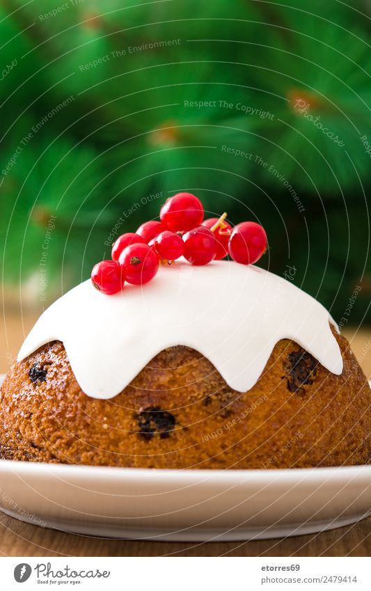 Christmas pudding on wooden table Pudding Christmas & Advent Food Healthy Eating Food photograph Dessert Tradition Sweet Candy Home-made Seasons Holiday season