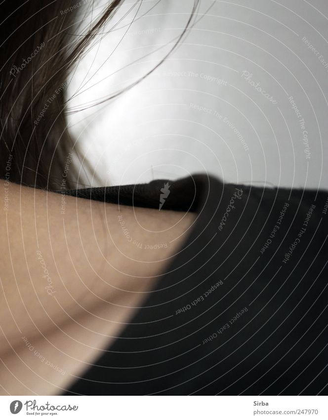 still awake Skin Hair and hairstyles T-shirt Brunette Black Cloth Colour photo Subdued colour Interior shot Close-up Artificial light Flash photo