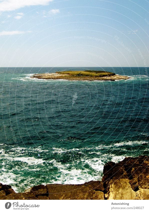 island Environment Nature Landscape Plant Earth Sand Water Sky Clouds Sunlight Summer Weather Beautiful weather Grass Bushes Rock Waves Coast Ocean Blue White