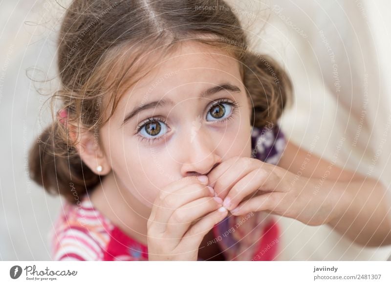 Adorable little girl combed with pigtails Lifestyle Joy Happy Beautiful Face Summer Child Human being Girl Woman Adults Infancy 1 3 - 8 years Nature Park