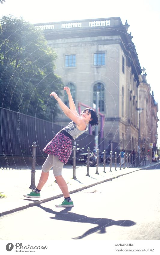 the mood it changes like the wind. Feminine 1 Human being Town Clothing Skirt Black-haired Short-haired Movement Jump Esthetic Hip & trendy Beautiful Uniqueness