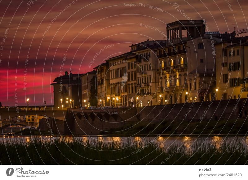 Promenade in Florence at night Culture Old town House (Residential Structure) Garden Orange Red Wanderlust Town Downtown City life Coast Housefront Log home