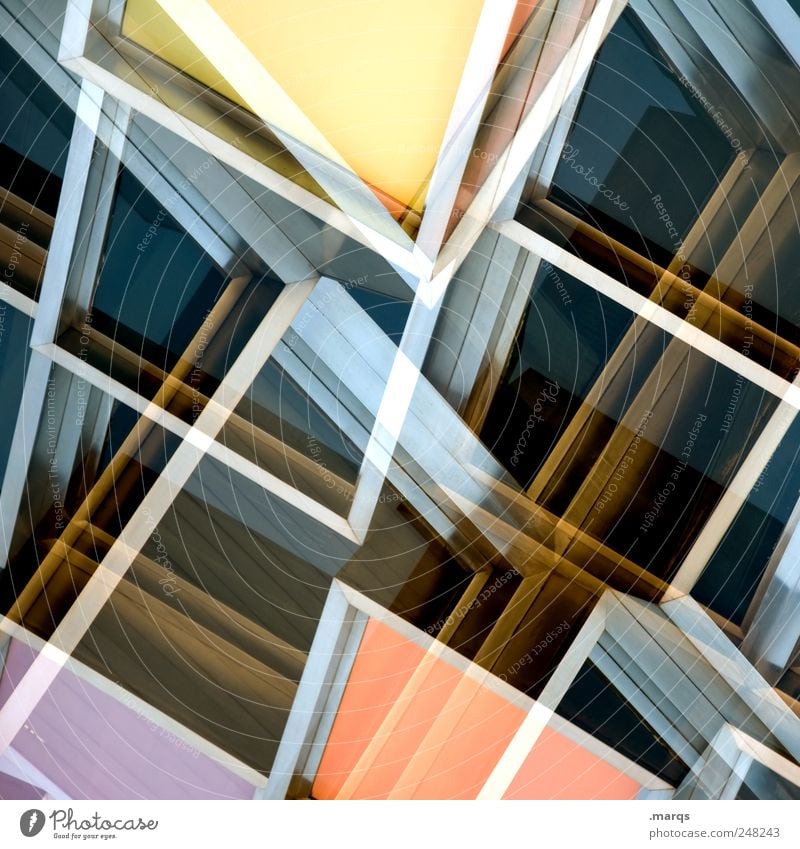 windows Elegant Style Design Facade Window Line Cool (slang) Sharp-edged Hip & trendy Uniqueness Modern Crazy Multicoloured Chaos Perspective Surrealism Future