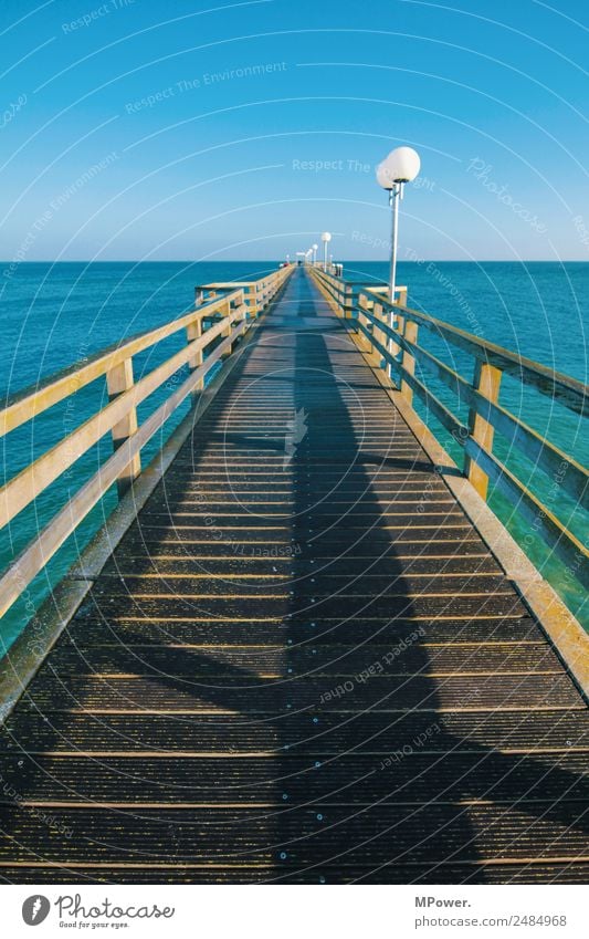 pier Landscape Beautiful weather Port City Manmade structures Landmark Blue Sea bridge Baltic Sea Ocean Water Cloudless sky Turquoise Lantern Deserted