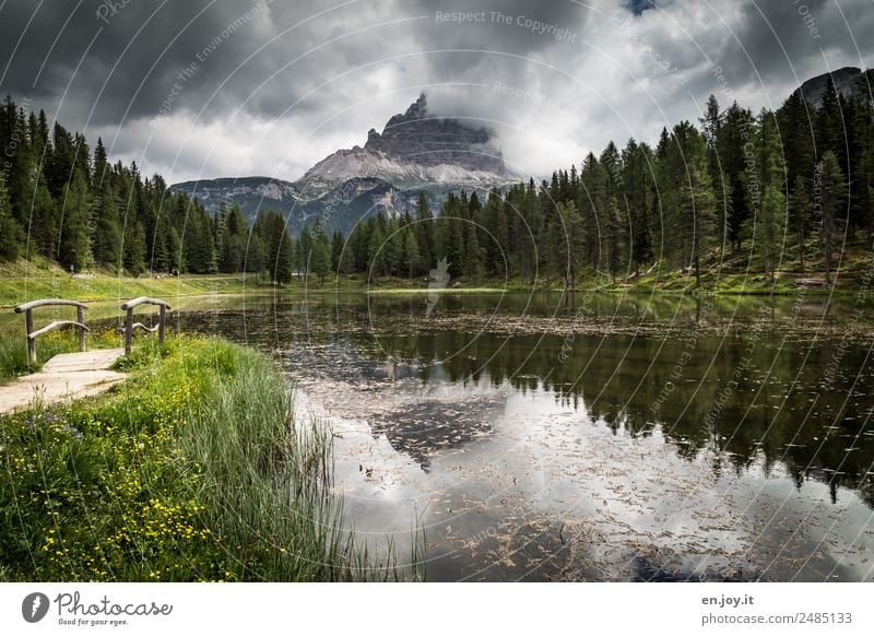 gosh Vacation & Travel Trip Summer vacation Mountain Hiking Nature Landscape Storm clouds Climate Weather Meadow Forest Alps Dolomites Three peaks Peak Lakeside