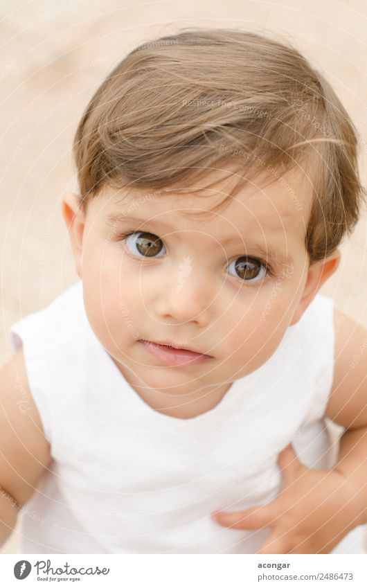 Portrait of a cute little baby Happy Beautiful Face Child Feminine Baby Infancy Hand 1 Human being 1 - 3 years Toddler Sweet White Caucasian eyes girl overhead