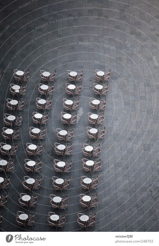 Journey to Jerusalem. Art Esthetic Symmetry St. Marks Square Venice Restaurant Chair Many Terraced field Sidewalk café Empty Eerie Row Arrangement Tidy up Clean